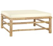 Vidaxl set de muebles de jardín 6 piezas bambú y cojines blanco crema