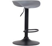 Taburete de bar asiento regulable en altura y giratorio en plástico gris patas tulipa en metal negro mate 10_0000385