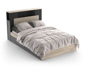 Cama de matrimonio life con cabecero y 4 cajones en color roble kronberg y negro mate 135/140-190/200