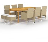 Conjunto de comedor de jardín vidaxl 11 piezas beige