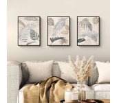 Conjunto de 3 carteles decorativos y elegantes con hojas estilizadas ii (impresión en papel, 40x30 cm, sin marco)