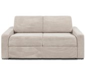 Sofá cama de 3 plazas exprés de pana beige con lamas anchas de 140 cm y colchón de 18 cm calito