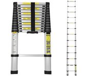Escalera extensible telescópica hasta 150 kg escalera de aluminio estable de 3,8 m