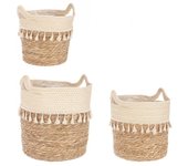 3x cesta en fibras naturales d.24x25h, d.30x31h, d.32x35h