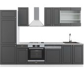 Vicco mueble de cocina fame-line, antracita-oro/blanco, 300 cm , et mármol