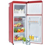 Refrigerador retro. frigorífico-congelador combinado, 105,5 cm de alto, 41 cm de ancho, dos puertas, 116 kwh/año, -27°c ~13°c, iluminación led.