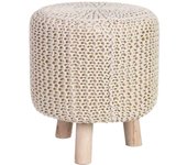 Taburete de madera y algodón trenzado amarillo35x35x44h cm