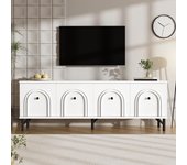 Mueble tv moderno 4 puertas 160 cm para televisores de 40-49 pulgadas, diseño elegante, bisagras soft-close y acabado gris versátil - 160×38×55,5 cm