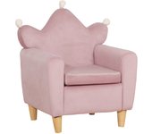 Sillón infantil homcom terciopelo holandés, madera de eucalipto, espuma rosa 50x42x58 cm 310-060