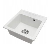Fregadero cocina blanco 52x49cm, fregadero granito 1 seno + sifón