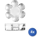 4x portacandelitas de vidrio, 10 cm, transparente h&h