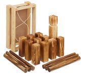 Relaxdays kubb, juego de madera escandinavo, jardín, 21 piezas, para niños y adultos, ajedrez vikingo con caja, marrón