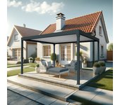 Kokoon 2 - pérgola bioclimática autoportante (estrutura gris antracito y lamas blancas - 4,00m x 3,013m)