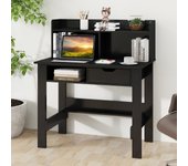 Escritorio de computadora con tomas de corriente puertos usb tipo c estantes cajón oficina casa estudio negro