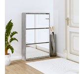 Vidaxl mueble zapatero y espejo 3 niveles gris sonoma 63x17x102,5 cm