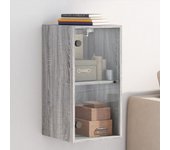 Vidaxl mueble de pared puertas de vidrio gris sonoma 35x37x68,5 cm