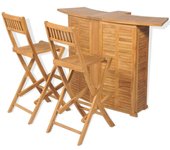 Vidaxl set mesa y sillas plegables bistró de jardín 3 pzas teca maciza