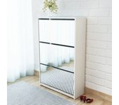 Vidaxl mueble zapatero 3 niveles y espejo blanco 63x17x102,5 cm