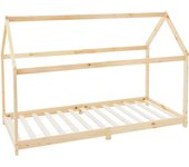 Ml-design cama infantil tipi 90x200cm color natural con listones de madera de pino maciza mobiliario forma de casa tienda de campaña para niños