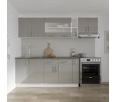 Set cocina haaus karo v16, gris brillante/blanco, mdf, encimera thermo 28 mm, l 240 cm