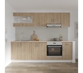 Set cocina haaus karo v15, madera natural/blanco, encimera thermo 28 mm, l 240 cm
