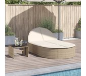 Vidaxl tumbona doble con cojines ratán sintético beige