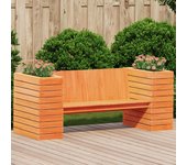 Banco con jardineras enceradas marrón 167,5x60x65cm madera maciza de pino