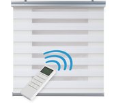Estor enrollable motorizado noche y día automático con batería estores con motor y mando acabados premium blanco 120 x 250cm