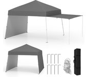 Cenador plegable con 2 paredes laterales, carpa para jardín exterior con toldo extensible, carpa plegable portátil con bolsa de transporte