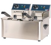 Romux® freidora industrial eléctrica 4+4 litros doble sobremesa | freidora profesional de aceite en acero inox 4000 w termostato alta precisión