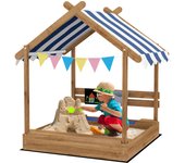 Arenero para niños outsunny madera de abeto marrón 124x116x146 cm