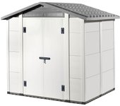 Caseta de resina gardiun urban 200 - 3,98 m² 220x181x177/216 cm con suelo de 45 mm y puerta abatible de doble hoja | gris