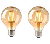 Bombillas led edison vintage g95 de 6 w (paquete de 2), blanco cálido 2200 k, e27, de filamento retro, lámpara decorativa antigua, no regulable