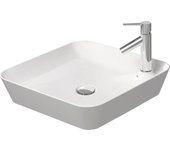 Fregadero de encimera duravit cape cod, 460 x 460 mm, con isla de grifos, sin rebosadero, 23404626001, color: color interior blanco, color exterior
