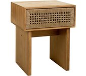 Mesita de noche de madera y cuerda trenzada marrón 45x36x55