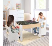 Juego de mesa y 2 sillas para niños mesa 4 en 1 para arte dibujo lectura pizarra desmontable blanco