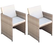 Vidaxl sillas de jardín con cojines 2 unidades ratán sintético beige