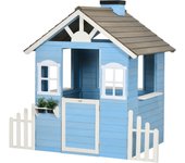 Casita infantil exterior outsunny madera de abeto azul 151x112.5x142 cm