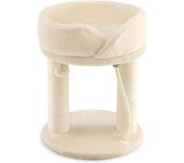 Árbol de gato de peluche acogedor de escalada con 3 postes de sisal, plataforma de salto, bola colgante y cuerda de sisal incluidas, beige, 53 cm
