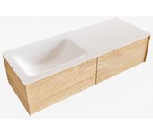 Mondiaz lush 120cm mueble de baño color washed oak con 2 cajones. con lavabo cloud izquierda 1 orificio color talc