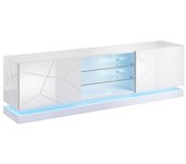 Mueble tv charlotte 128, blanco, blanco brillante, número de puertas: 2.00, 200x57x40cm
