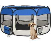 Vidaxl parque de perros plegable y bolsa transporte azul 125x125x61cm