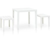 Vidaxl mesa de jardín con 2 bancos plástico blanco