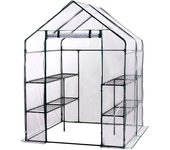 Invernadero pvc/acero gardiun new leaf 4 estantes 143x143x195 cm verde con puerta con cremallera