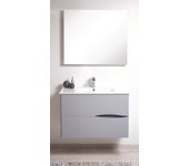 Ondee - mueble de baño suspendido 2doo - l90cm - gris - tacto suave - entregado montado
