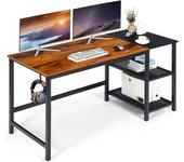 Librería de madera, armario auxiliar con 2 puertas y protección antivuelco y cierre magnético, para estudio, salón, dormitorio, oficina, negro