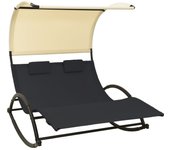 Maison exclusive - tumbona doble con toldo textilene negro y crema