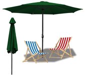 Sombrilla de jardín 350 cm, uv30+, sombrilla de exterior, sombrilla de terraza, manivela, verde, sombrilla de playa