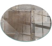 Placa de cristal para chimenea, zócalo protector de chimenea, diseño moderno | 70x70 | rueda | patrón de chapa perforada.
