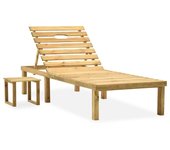 Tumbona de jardín con mesa de madera de pino impregnada